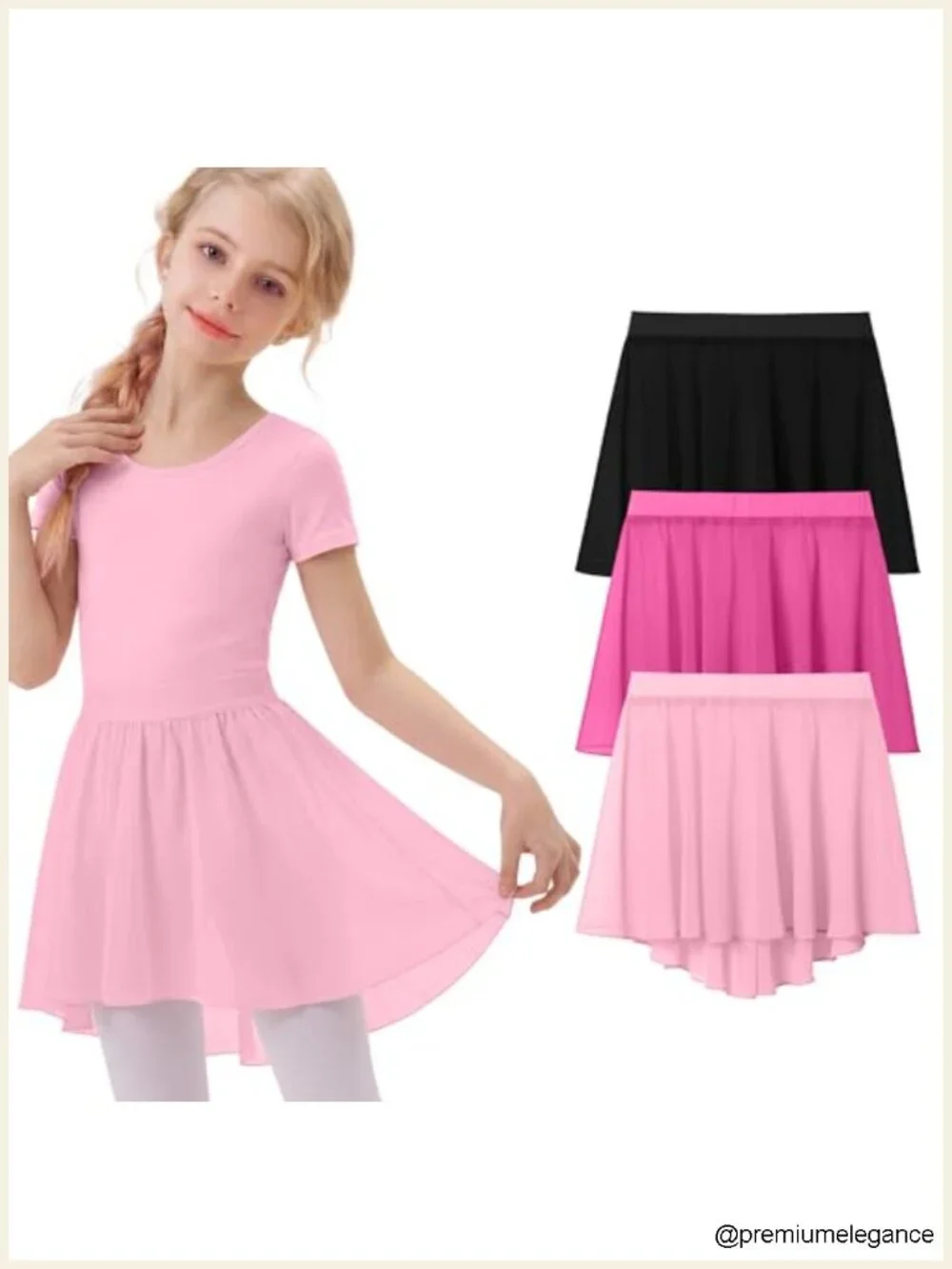 3 Pack Girls Ballet Skirts Dance Wrap Toddler Chiffon Elastic Waist 2-12 Years